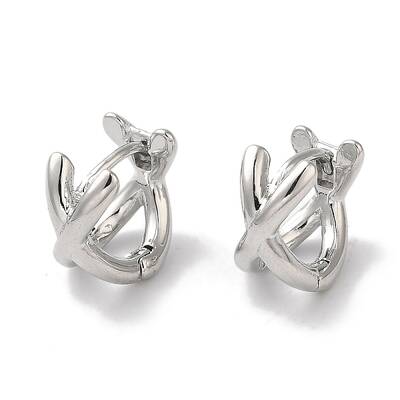 Crossing Double Band Brass Hoop Earrings for Women
