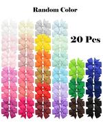 Random Color Elegant Pastel Bow Decor Hair Clip (20pcs), Cute Colorful Hair Accessories for Girls, Simple Style Plain Color H...