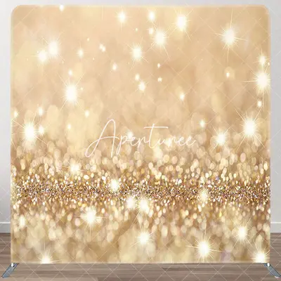 Aperturee Light Gold Glitter Bokeh Aquare Tension Backdrop, 6X6FT(1.8X1.8M), 111 USD, square double-sided backdrops, DSAH0A52...