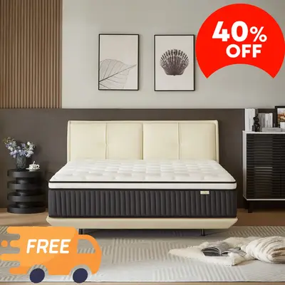 ćZYLUMIć Hybrid Mattress in a Box, 10/12/14 Inch King Size, Memory Foam & Pocket Springs, Medium Firm, Pressure Relief, C...