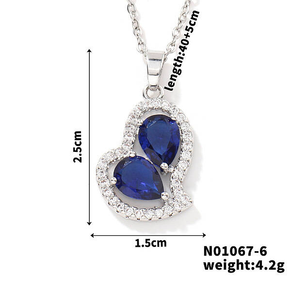 Elegant and Unique Style Brass & Glass Lock Collar Heart Pendant Necklaces for Women
