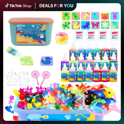 Magic Water Elf Craft Toy Kit with Box Gift for Kids: 12 3D Molds & 20 Color Gels with Pearlized & Luminous Paint -Imaginativ...