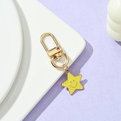 Star with Smiling Face Alloy Enamel Pendant Decorations