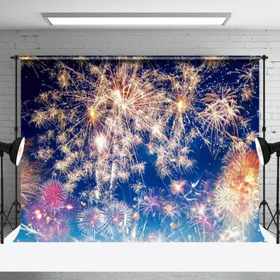 Colored Sparkle Night Sky Happy New Year Backdrop - Aperturee