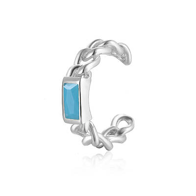 Anti-Tarnish Geometric Rectangle Fashionable Silver Clip-on Earrings with S925 Silver Chain Charm