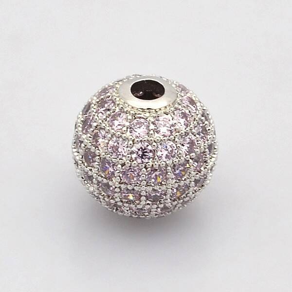 CZ Brass Micro Pave Grade AAA Thistle Color Cubic Zirconia Round Beads
