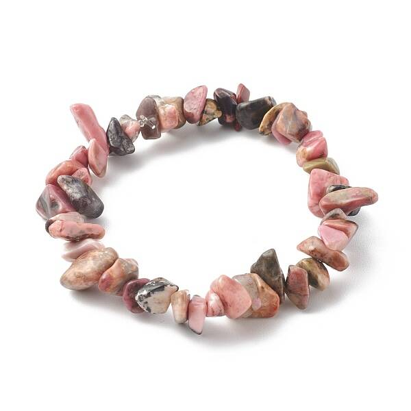 Chip Natural Rhodonite Stretch Beaded Bracelets for Kids
