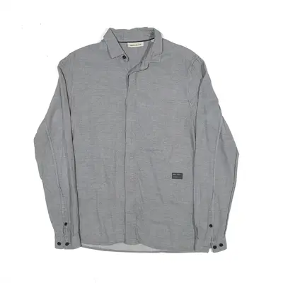 DKNY JEANS Grey Plain Long Sleeve Shirt Mens S