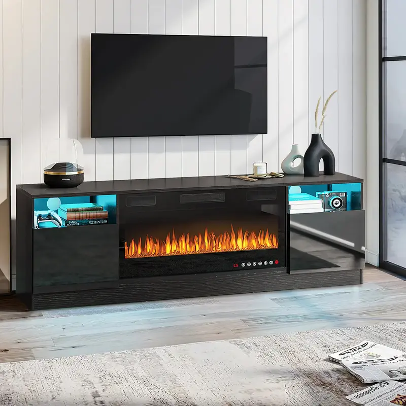 【2 Packages Shipping】PUKAMI Fireplace TV Stand for TVs Up to 80\