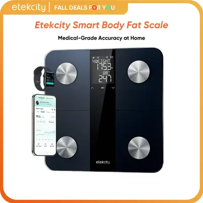 Etekcity Smart Body Weight Scale, High Accuracy with Large Display Bathroom Digital Weighing Scale with BMI, Body Fat, Muscle...