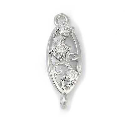 Brass Clear Cubic Zirconia Connector Charms