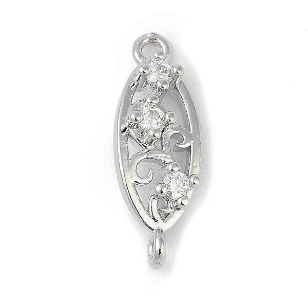 Brass Clear Cubic Zirconia Connector Charms
