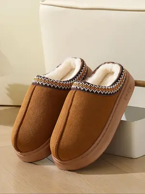 Women's Solid Color Fluffy Plush Slippers, Casual Soft Comfortable Home Slippers, Warm Slippers for Indoor & Outdoor Use for ...