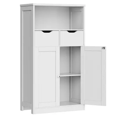 ANNWS Floor Storage Cabinet, Organizer with Doors and Drawers, Freestanding Side Cupboard Pantry with Adjustable Shelf for Ba...