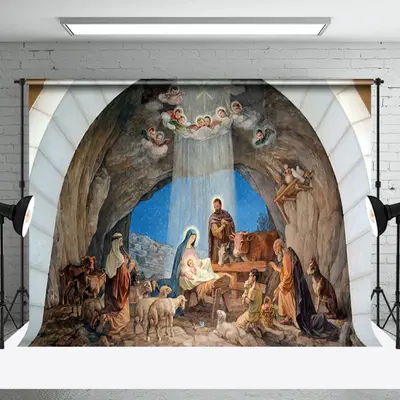Aperturee Holy Night Light Arch Nativity Christmas Backdrop - Aperturee