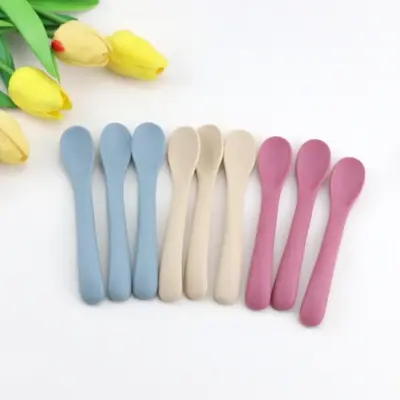 Silicone Feeding Spoon, 3 Counts/set Baby Soft Training Spoon, Baby Tableware Feeding Supplies, Dishwasher Clean, Cook Resist...