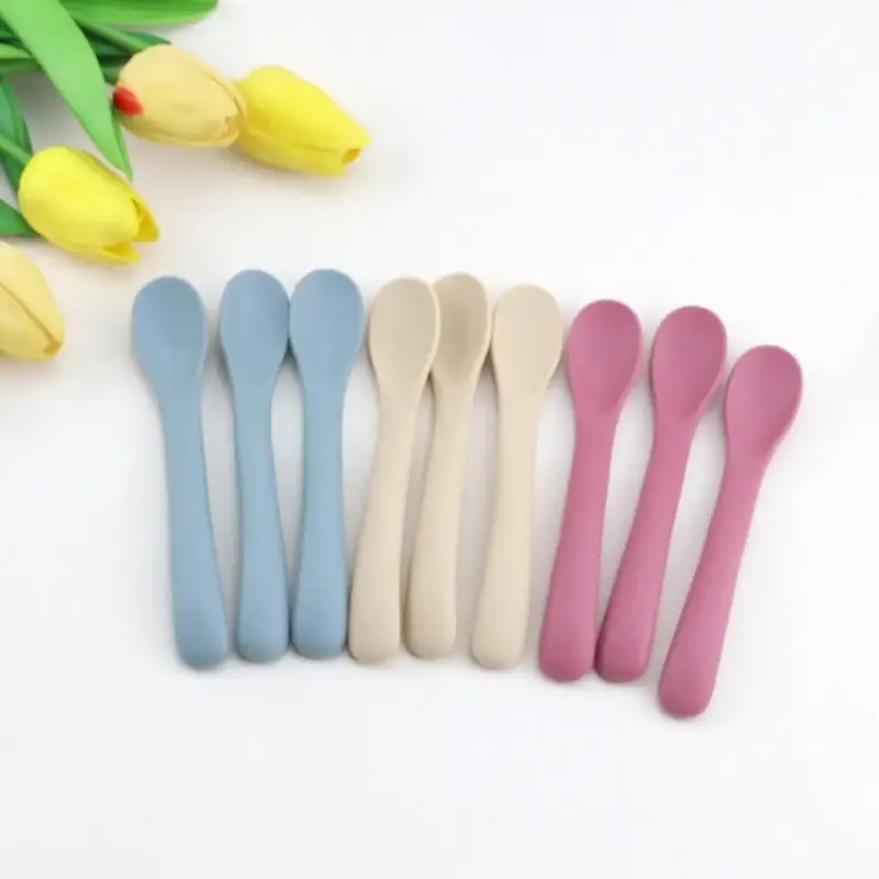 Silicone Feeding Spoon, 3 Counts/set Baby Soft Training Spoon, Baby Tableware Feeding Supplies, Dishwasher Clean, Cook Resist...