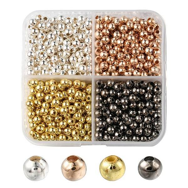 1000Pcs 4 Style Iron & ABS Plastic Spacer Beads