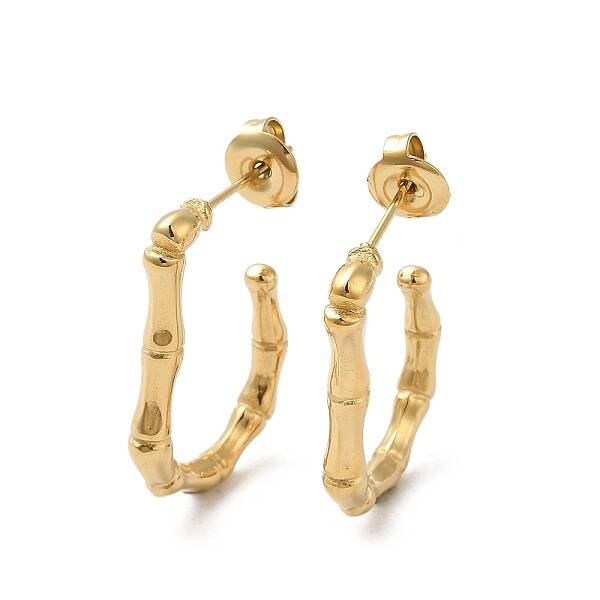 Ion Plating(IP) 304 Stainless Steel Bamboo Stick Stud Earrings