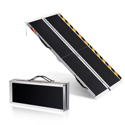 Garvee Aluminum 7FT Threshold Ramp for Wheelchair & Scooter, Heavy-Duty 600LB Capacity, Foldable Portable Design, Non-Skid Su...