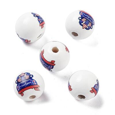 Independence Day Theme Wood European Beads