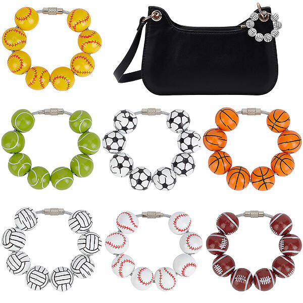 Wood Sports Ball Beads Pendant Decoration