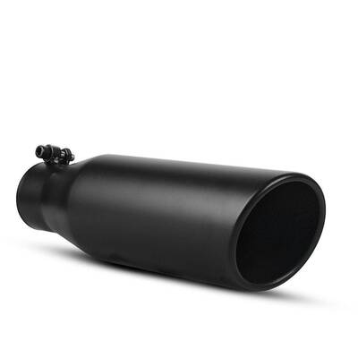 YITAMOTOR® 2.25'' Inlet 3.5'' Outlet 12'' inch Long Bolt On Exhaust Tip Stainless Steel Black