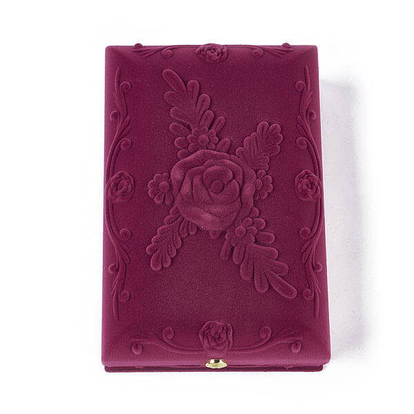 Rose Flower Pattern Velvet Jewelry Set Boxes