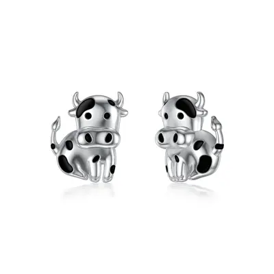 Sterling Silver Cow Stud Earrings