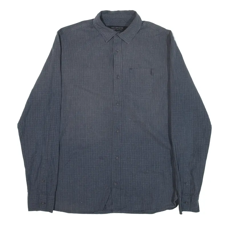 ALL SAINTS Shirt Blue Gingham Long Sleeve Mens S