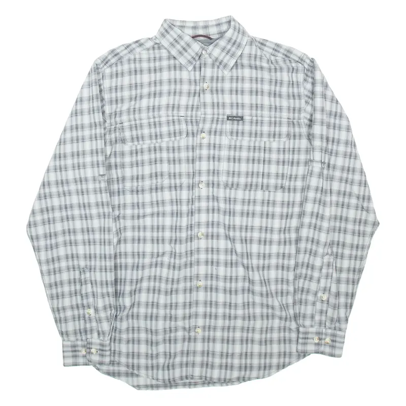 COLUMBIA Mens Shirt Grey Check Long Sleeve L