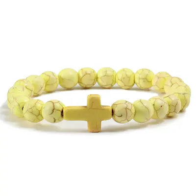 Blue Turquoise Cross Bracelet | Color: Yellow | Size: 21cm