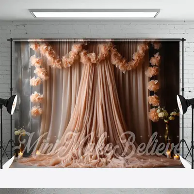Light Colored Gauze Curtain Board Floral Backdrop - Aperturee
