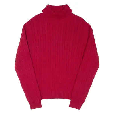 TOMMY HILFIGER Mens Jumper Red Roll Neck Cable Knit XL