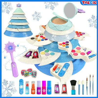 Christmas Fantasy Tree-Shaped Makeup Toy Set Gem Stickers Powder Puff Brush Toy Cosmetics Set Boys And Girls Aged 3+