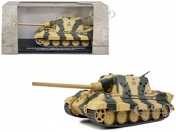 German Sd. Kfz. 186 Jagdpanzer VI Jagdtiger Heavy Tank Destroyer #211 with Henschel Turret Schwere Panzerjager Abteilung 512 ...
