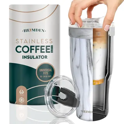 Heimden Coffee Cup Holder 2 in 1 30 oz Tumbler, insulated coffee mug - Designed to fit most Disposable cups , travel mug, car...