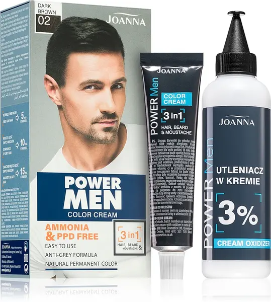 Joanna Power hair dye for men dark brown color