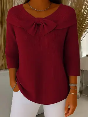 Serenna β Women's Sweater with Bow and Round Neckline