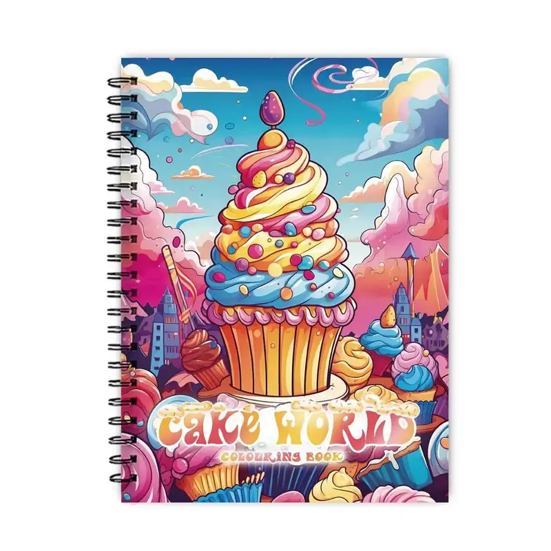 Cartoon Cake Pattern Coloring Book, 1 Count 30 Pages Spiral Bound Coloring Book, Stress Relief Art Drawing Supplies for Adult...