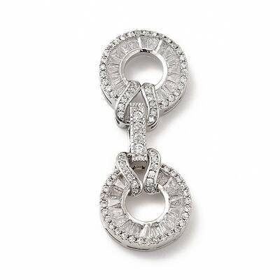Rack Plating Brass Pave Clear Cubic Zirconia Fold Over Clasps