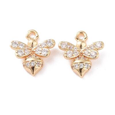 Brass Micro Pave Clear Cubic Zirconia Charms