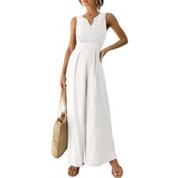 ANRABESS Women's Summer Wide Leg Jumpsuits Sleeveless High Waist Dressy Linen Romper with Pockets Casual Rayon Overalls  with...