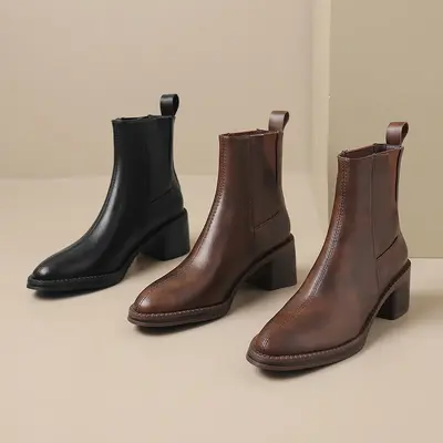 CHIKO Yanet Round Toe Block Heels Ankle Boots