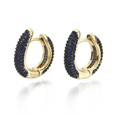 Brass Micro Pave Cubic Zirconia Huggie Hoop Earrings