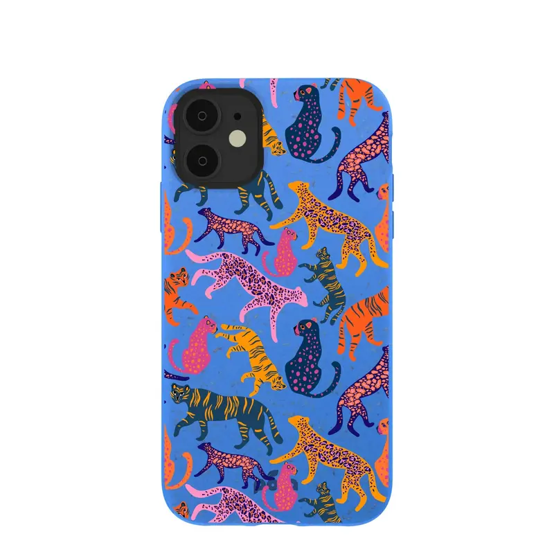 Electric Blue Jungle Cat iPhone 11 Case