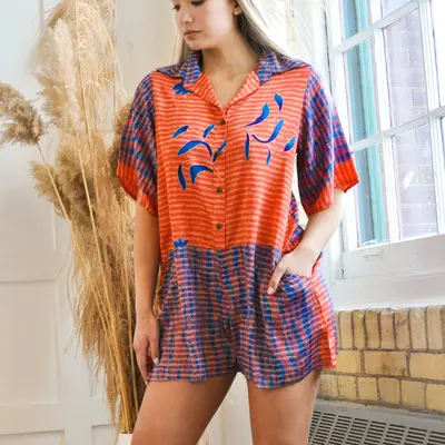 Playa Playsuit - Upcycled | Size: M/L | Color: Earth Tones