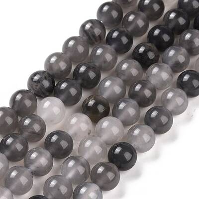 Natural Gemstone Cloudy Quartz Faceted Round Bead Strands