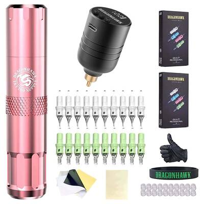 Tattoo Kit / Dragonhawk S6 Tattoo Machine Pen Starter Bundle
