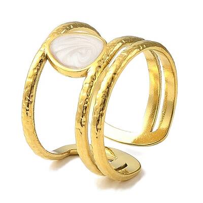 Ion Plating(IP) 304 Stainless Steel Open Cuff Ring for Women